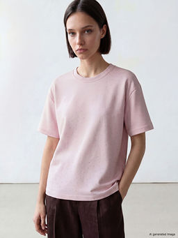 Bisiklet Yaka Ta?l? Oversize Kad?n Ti??rt