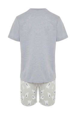 TRENDYOL MAN Gri Bask?l? Regular Fit Orme Sortlu Pijama Tak?m? TMNSS24PT00024 - Trendyolmilla фото 8