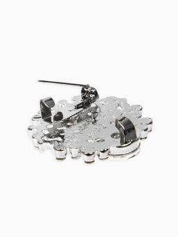 Зажим для кардигана "Ажур", веер, цвет белый в серебре