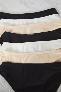 TRENDYOLMILLA Siyah-Beyaz-Ten 7li Paket Pamuklu Fitilli Klasik Orme Kulot THMSS25KU00032  фото 2