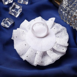 Цена за 6 шт. Бант для волос на резинке Школьница, капельки синий бант, d=11 см, сине-белый - Simaland фото 2