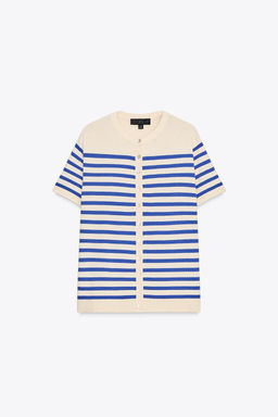 STRIPED KNIT SHORT SLEEVE CARDIGAN - Zara фото 4