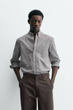 CAMISA REGULAR FIT ALGOD?N / Marr?n / Crudo - Zara фото 2