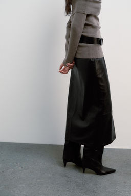 FAUX LEATHER MIDI SKIRT - Zara фото 6