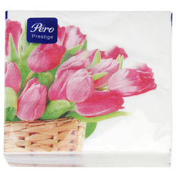 Салфетки бумажные 33х33см Pero Prestige, 3-х слойные, 20 штук в упаковке, Нежный цвет (Россия) - Bouquet фото 2