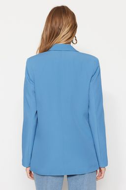 Koyu Mavi Regular Astar Detayl? Dokuma Blazer Ceket TWOAW20CE0316