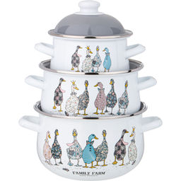 НАБОР КАСТРЮЛЬ AGNESS ЭМАЛИРОВАННЫХ СЕРИЯ FAMILY FARM, 6ПР. 1,5/2,8/3,6Л, 16Х10/20Х12/22Х13СМ  фото 3