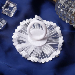 Цена за 6 шт. Бант для волос на резинке Школьница, лучики серединка блеск, d=7 см, белый - Simaland фото 2