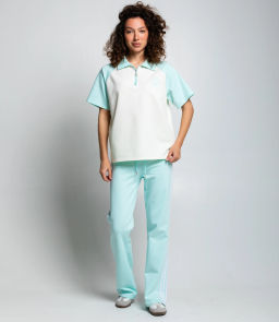 Спортивный костюм #КТ6605 (3), тиффани, кремовый