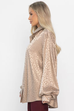 Рубашка атласная Все мысли о тебе (бежевая) Б15352-7М - Lt collection фото 7