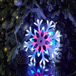 ULD-H4040-048/DTA MULTI IP20 SNOWFLAKE Фигура светодиодная "Снежинка", 40х40см. Подвесная. 48 светодиодов. Красный, синий, белый свет. Провод прозрачный. TM Uniel.