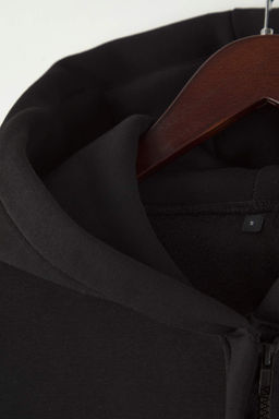 Siyah Kal?n Ici Polarl? Yar?m Pat Fermuarl? Oversize Kapusonlu Orme Sweatshirt TWOAW26SW00092 - Trendyolmilla фото 7