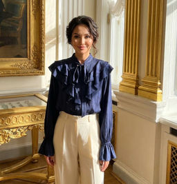 K13365 Рубашка с рюшами ТМ_СИНИЙ