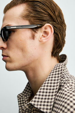 CAMISA CUADROS TEXTURA / Marr?n - Zara фото 5