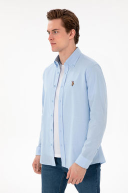 Erkek A__k Mavi Uzun Kollu Basic G_mlek Sepette S_rpriz _ndirim