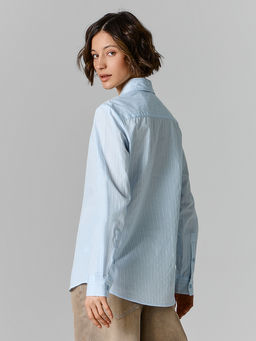 Рубашка женская голубая в полоску - Mark formelle фото 3