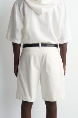 PLEATED DENIM-HERRINGBONE SHORTS - H&m фото 6
