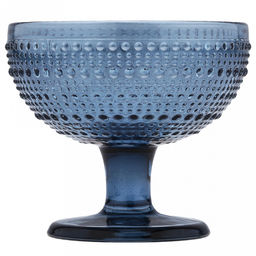 Ришелье Креманка стеклянная 360мл, д11,5см h10,5см, рельефное, цветное стекло, цвет - синий (Китай) Цена указана за штуку. В коробке 4 штуки. - Домашняя мода фото 2