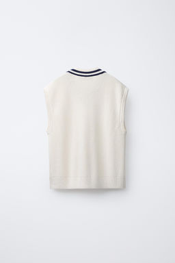 CONTRAST VARSITY KNIT VEST - Zara фото 2