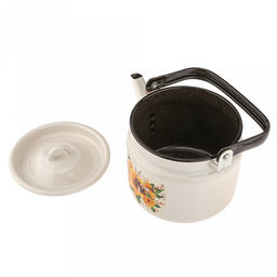 "Цветочный мед" Чайник эмалированный 2л, металлическая крышка, жемчужный (Россия)