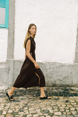 LINEN BLEND MIDI DRESS - Zara фото 4