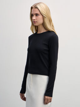 Базовый укороченный лонгслив из хлопка / Zarina фото 4