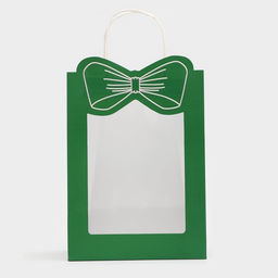 Цена за 12 шт. Пакет подарочный новогодний с оком Бант, 30?22?14, зеленый.