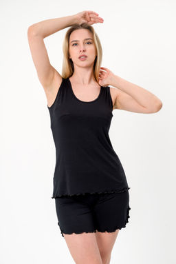 Пижама женская Сима из майки и шорт из вискозы коллекция Лотос,черный - Амадэль фото 2