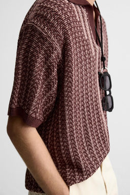 CONTRAST TEXTURED KNIT POLO SHIRT - Zara фото 7