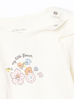 Bask?l? K?z Bebek Uzun Kollu Ti??rt