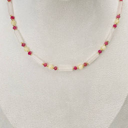 Колье из Розового кварца, Селенита и Турмалина 37 см +