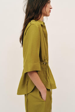 CAMISA SAFARI CON LINO CORDONES SET / Aceite - Zara фото 3