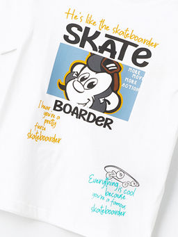 Bisiklet Yaka K?sa Kollu Nostaljik Maymun Bask?l? Erkek Bebek Ti??rt - Waikiki фото 3