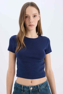 Coool Fitted Basic Duz Ribana K?sa Kollu Tisort
