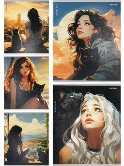 Цена за 2 шт. Тетрадь 48л. Prof-Press "Девушки и котики" клетка (48-5133) лен