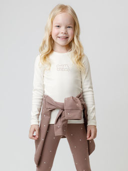 КР 302267/молочный 1005 к662 лонгслив (футболка дл.рукав) для дев