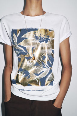 T-SHIRT WITH METALLIC PRINT - Zara фото 12