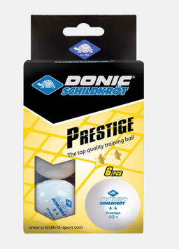 Мяч для настольного тенниса Donic 2* Prestige, белый 6 шт.