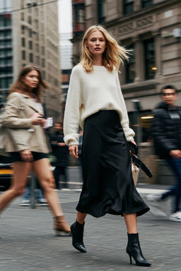 Siyah A-line Midi Y?lbas? Saten Etek TWOSS24ET00162