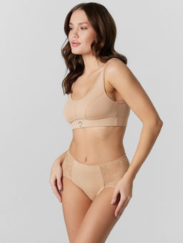 Цена за 2 штуки! Трусы макси женские бежевые с кружевом