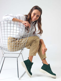 Ботинки EDART 308.агата w. зеленый замша/байка - Ed'art фото 3