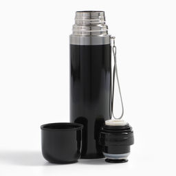 Термос гильза Мастер К, 500 мл, 24?7 см, с кружкой, с помпой, сохраняет тепло 10 ч, нержавеющая сталь, чёрный