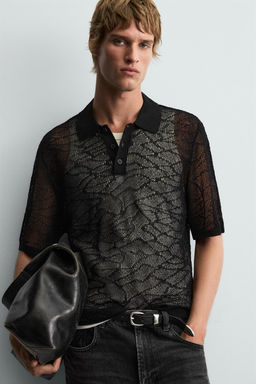 OPENWORK KNIT POLO SHIRT - Zara фото 5
