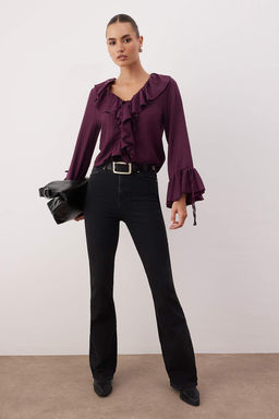 TRENDYOLMILLA Ac?k Mavi Normal Bel Flare Jeans TWOAW25JE00096  фото 9