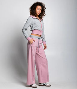 Спортивный костюм #КТ25024, серый меланж, пудровый