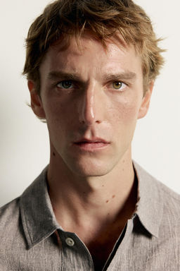 CAMISA POLO RELAXED FIT LINO - ALGOD?N / Gris vigor? - Zara фото 5