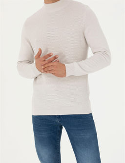 Ta_ Slim Fit Yar_m Bal_k__ Yaka Triko Kazak