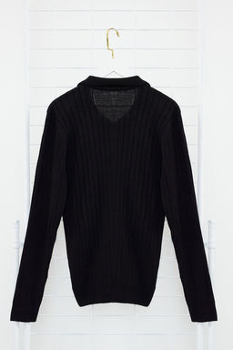 TRENDYOL MAN Siyah Slim Dar Kesim Couple/Cift Polo Yaka Duz Triko Kazak TMNAW25KZ00022 - Trendyolmilla фото 16