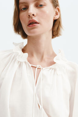 Camisa oversize en mezcla de lino - H&m фото 6