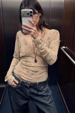 TOP WITH BEADED EMBROIDERY - Zara фото 10